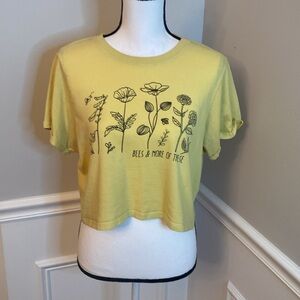 Yellow Boho Crop Top size Large